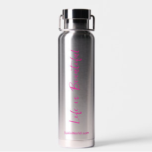 Botella De Agua La vida es bella marca de blog de negocios rosa