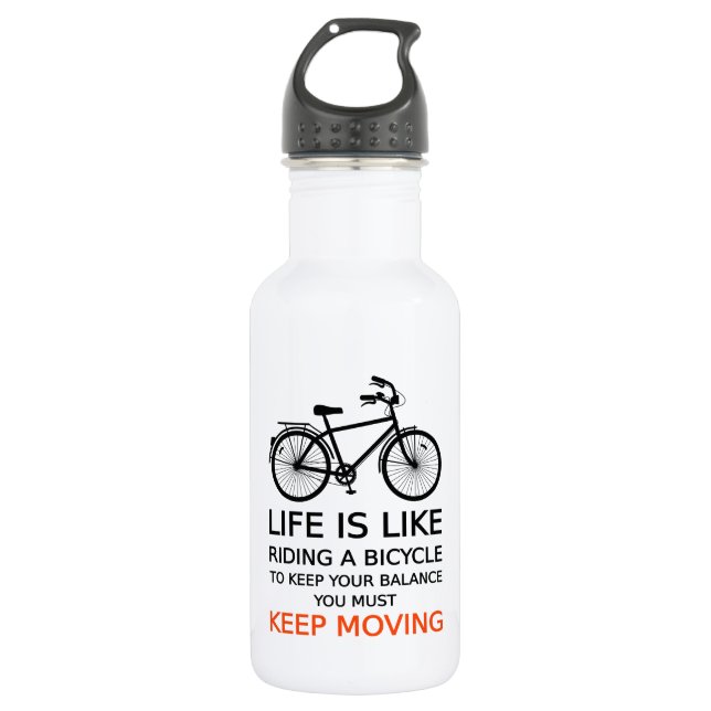 Botella De Agua la vida es como montar una bicicleta, arte de la (Anverso)