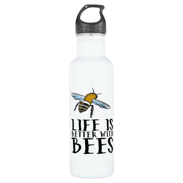 Botella De Agua La vida es mejor con las abejas (Anverso)