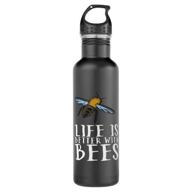 Botella De Agua La vida es mejor con las abejas (Anverso)