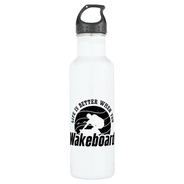 Botella De Agua La Vida Es Mejor Cuando Despiertas Wakeboard (Anverso)