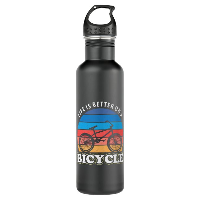 Botella De Agua La Vida Es Mejor En Bicicleta (Anverso)