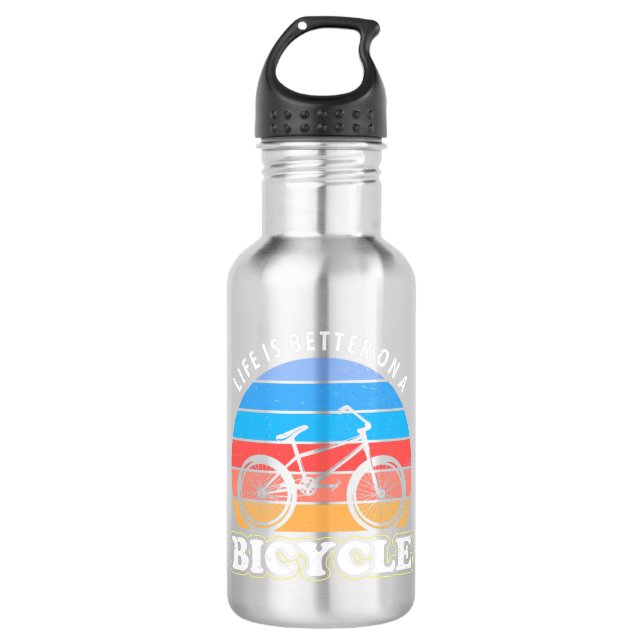Botella De Agua La Vida Es Mejor En Bicicleta (Anverso)