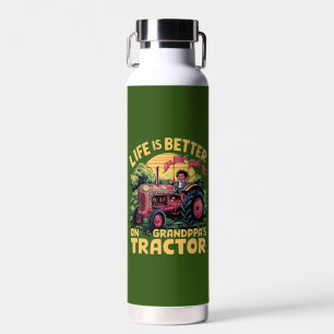 Botella De Agua La vida es mejor en el tractor de abuelo