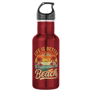 Botella De Agua La vida es mejor en la playa vacaciones de verano 