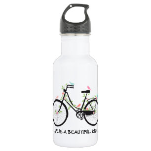 Botella De Agua La vida es un paseo hermoso, bicicleta del vintage