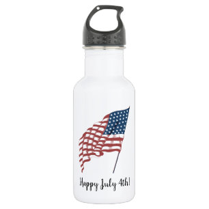Botella De Agua La vieja bandera patriotica estadounidense ondeand