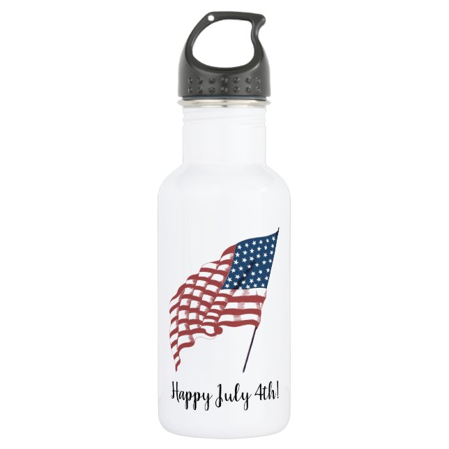 Botella De Agua La vieja bandera patriotica estadounidense ondeand (Anverso)