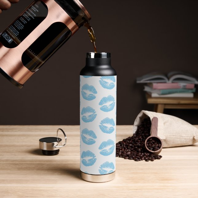 Botella De Agua Labios Azules, Patrón De Labios, Lápiz De Labios A (Café)