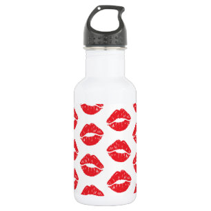 Botella De Agua Labios Rojos, Pintalabios Rojo, Beso, Patrón De La