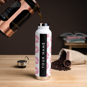 Botella De Agua Labios rosados, besos, pintalabios, tu nombre, per