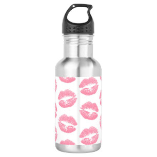 Botella De Agua Labios rosados, patrón de labios, lápiz labial ros