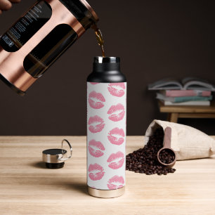 Botella De Agua Labios rosados, patrón de labios, lápiz labial ros