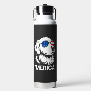 Botella De Agua Labrador Patriótico Bandera Americana Cuatro de Ju