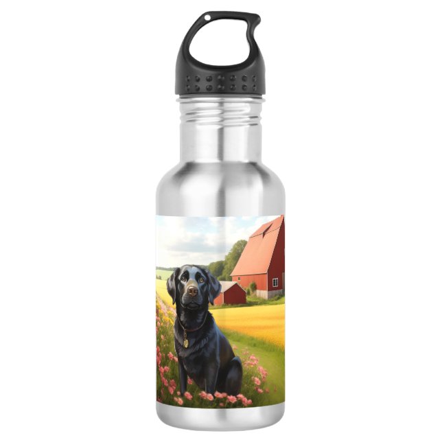 Botella De Agua Labrador Retriever en la granja (Anverso)