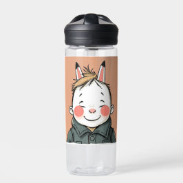 Botella De Agua Lächelnder Junge mit Hasenohren Kindliche Freude 