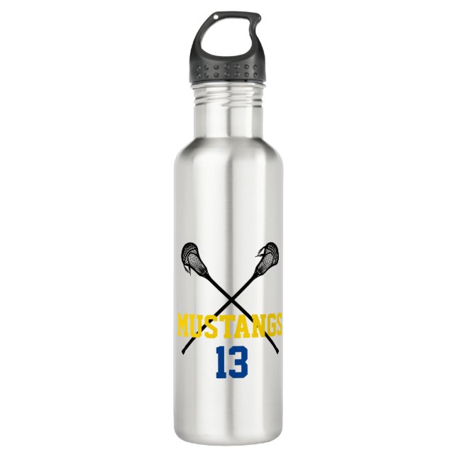 Botella De Agua Lacrosse Sticks Team NAME Number Sports Lax Fun (Anverso)