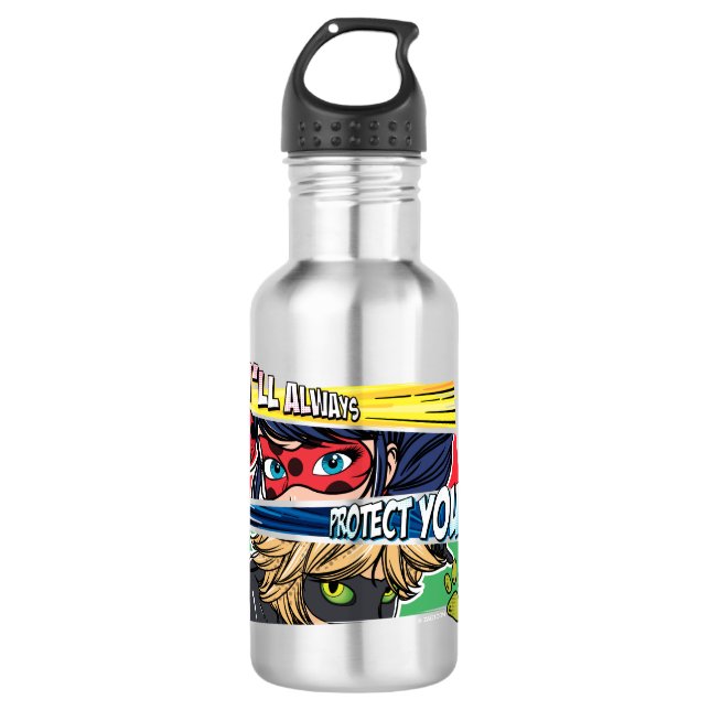 Botella De Agua Ladybug milagroso y Cat Noir siempre te protegen (Anverso)