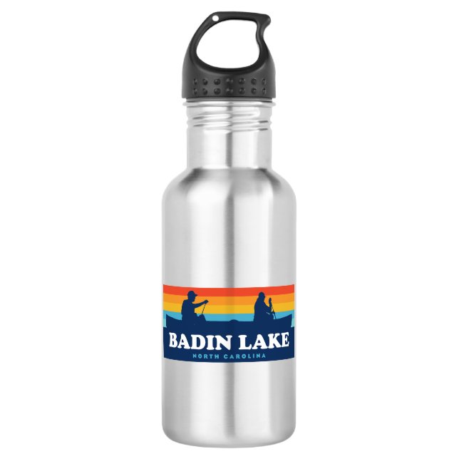 Botella De Agua Lago Badin Carolina del Norte Canoe (Anverso)