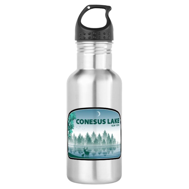Botella De Agua Lago Conesus Nueva York Ciervo (Anverso)