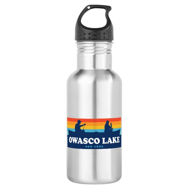 Botella De Agua Lago Owasco Canoe de Nueva York (Anverso)