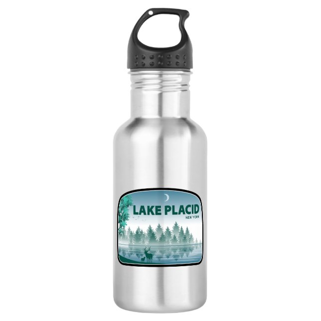 Botella De Agua Lago Placid New York Deer (Anverso)