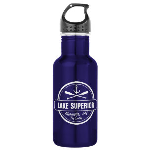 Botella De Agua Lago Superior, ciudad personalizado, nombre, ancla