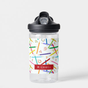 Botella De Agua Lápices de Colores Patrón Niños Escuela