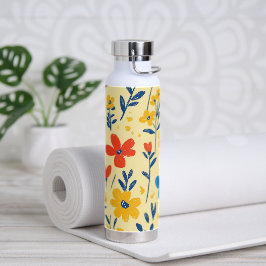 Botella De Agua Lápices y flores de mariposa