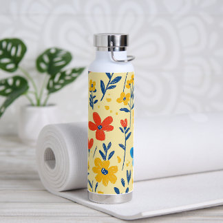 Botella De Agua Lápices y flores de mariposa