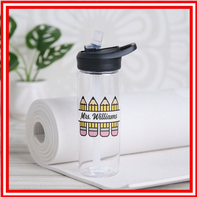 Botella De Agua Lápiz De Maestra De Nuevo A La Apreciación Escolar (Subido por el creador)