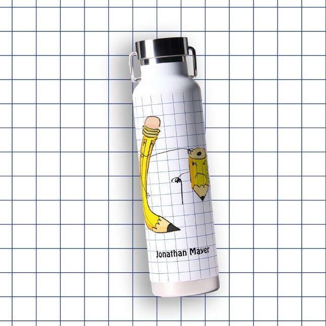 Botella De Agua Lápiz de suministros escolares dibujado a mano (Hand Drawn School Supplies Water Bottle
)