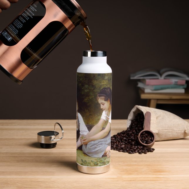 Botella De Agua Las avellanas: jóvenes muchachas recogiendo avella (Café)