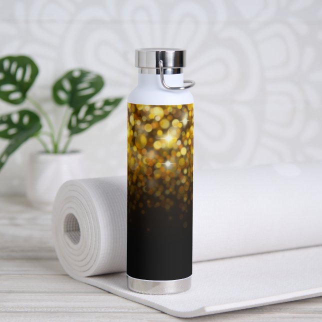 Botella De Agua Las estrellas de Bokeh de Golden Sparkling son her (Yoga)