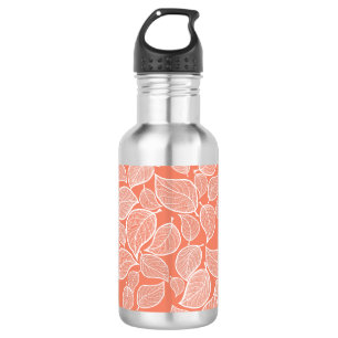 Botella De Agua Las hojas blancas en el Naranja