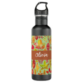Botella De Agua Las hojas de otoño de acuarela personalizadas