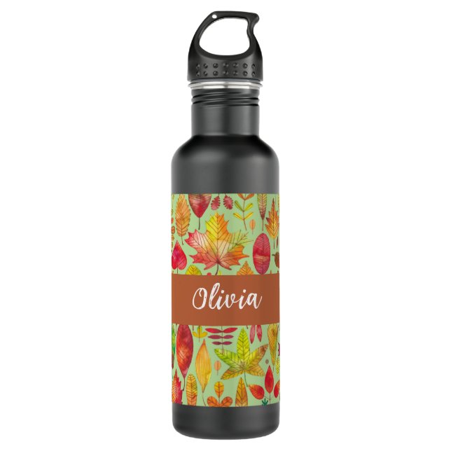 Botella De Agua Las hojas de otoño de acuarela personalizadas (Anverso)