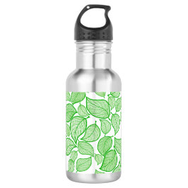 Botella De Agua Las hojas verdes en blanco