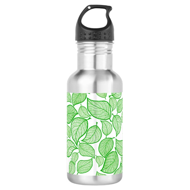 Botella De Agua Las hojas verdes en blanco (Anverso)
