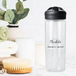Botella De Agua Las iniciales del monograma denominan letras negra<br><div class="desc">Personalice y agregue su nombre,  iniciales de monograma,  letras y nombre completo. Letras negras y grises.</div>