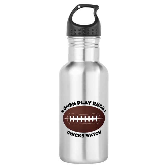 Botella De Agua Las mujeres juegan al rugby, las chicas vigilan (Anverso)