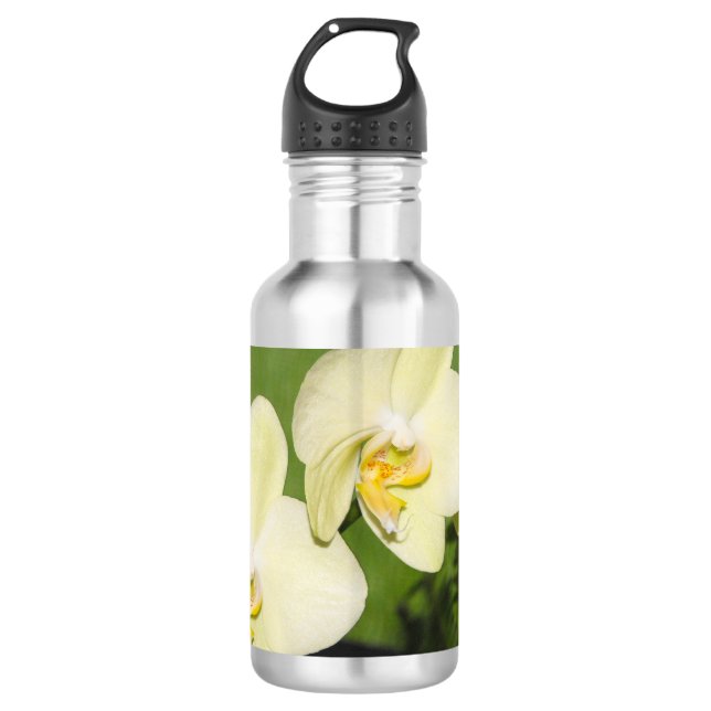Botella De Agua Las orquídeas blancas en un fondo verde (Anverso)
