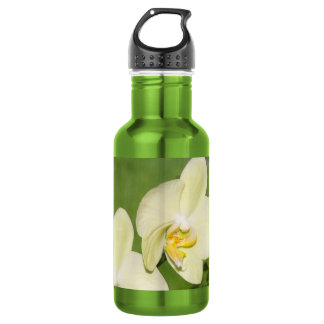 Botella De Agua Las orquídeas blancas en un fondo verde