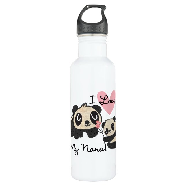 Botella De Agua Las pandas I aman a mi Nana (Anverso)