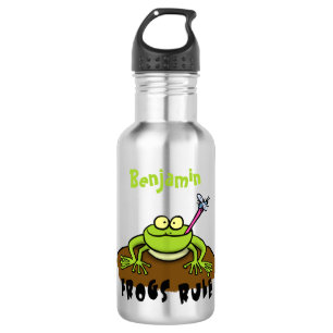 Botella De Agua Las ranas gobiernan personalizado de rana verde di
