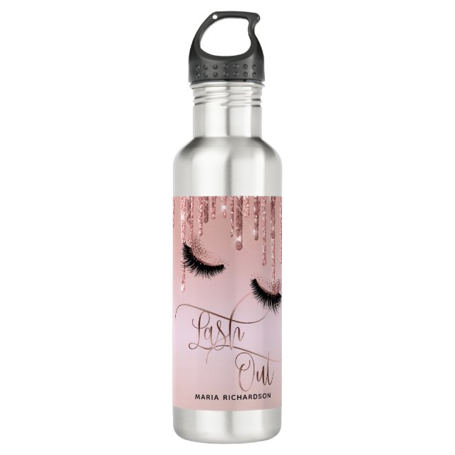 Botella De Agua Lash Out Makeup Eyebrow Eyes Lazs Drin Gold (Anverso)