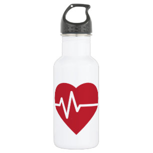 Botella De Agua Latidos de Corazón Rojo