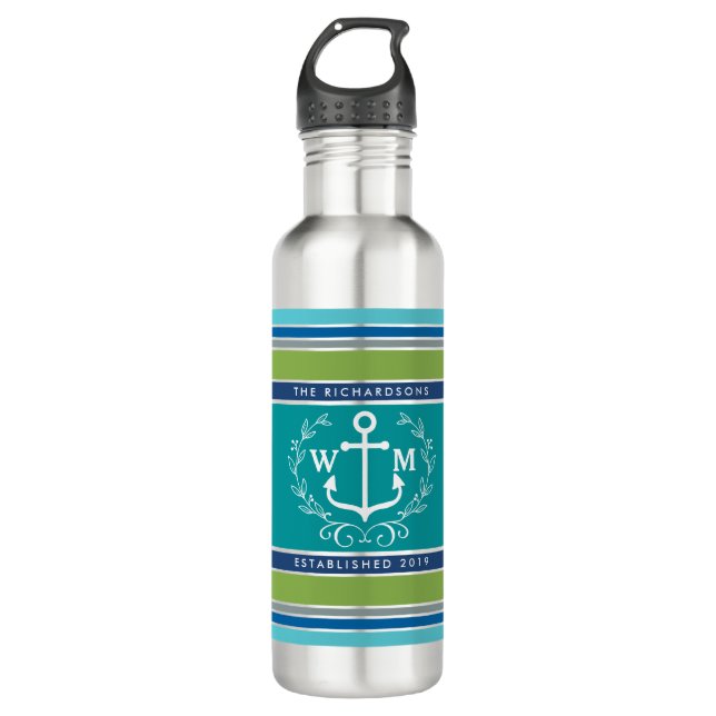 Botella De Agua Laurel Wreath Stripes Aqua Moda (Anverso)