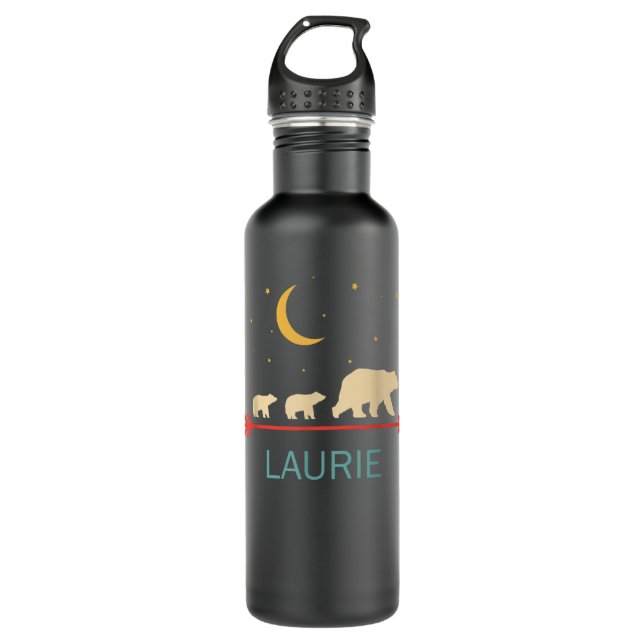 Botella De Agua Laurie Name Gift Personalizado Mama Bear Con 2 Cub (Anverso)