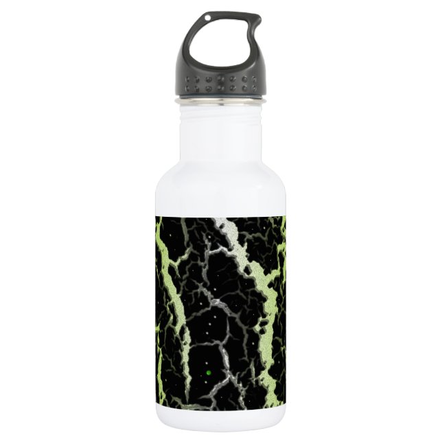 Botella De Agua Lava Espacial Agrietada - Blanco/Lima (Anverso)